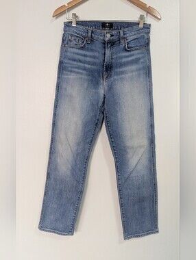 7 For All Mankind High Waisted Cropped Straight Denim Jeans Size 27